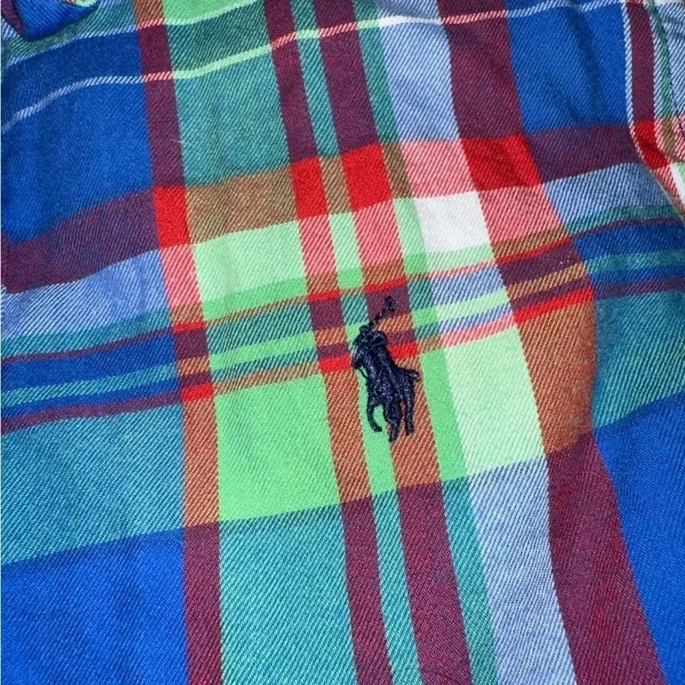 RALPH LAUREN Boys Shirt Blue Check Cotton